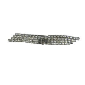 Vintage Rhinestone Silvertone Brooch Pin Bar
